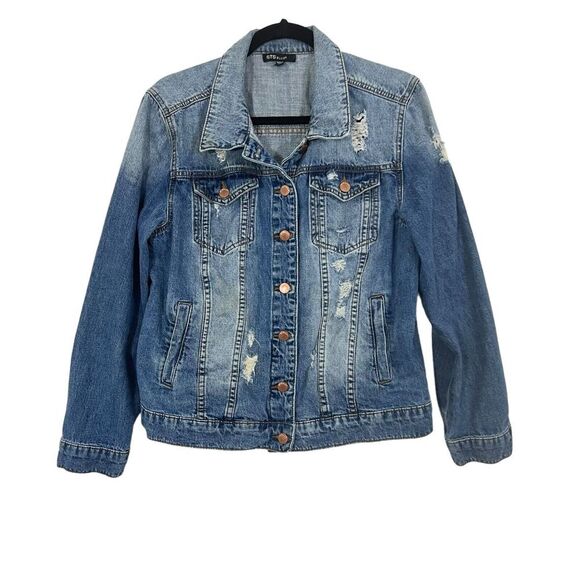 STS Blue Womens Size Medium Distressed Denim Jean Jacket - Picture 1 of 6
